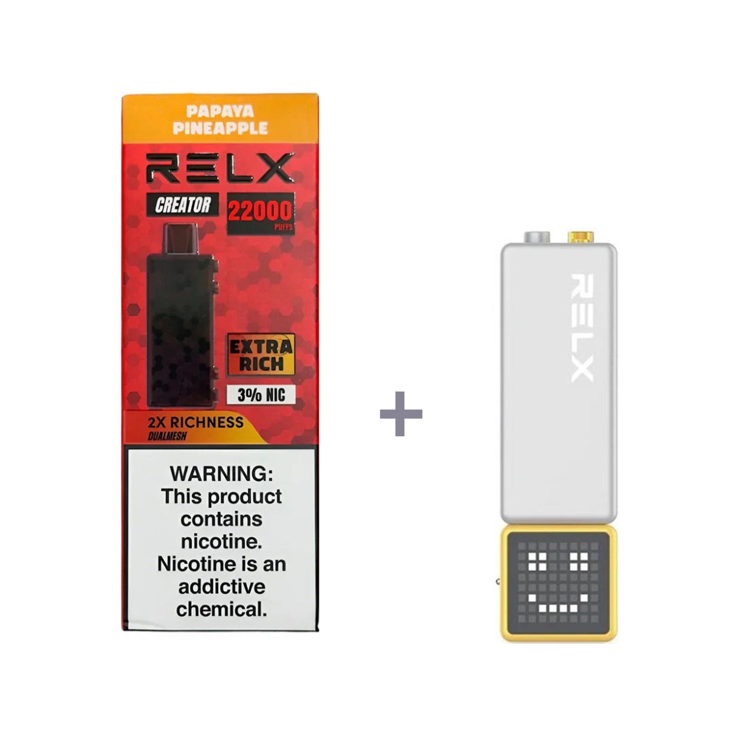正品悦刻积木乐高RELX Creator 22000口烟弹/套装-多口味可选 (一代/二/三代杆弹通用） - 套装1(配正品一代杆) / 木瓜菠萝