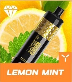 正品柚子水烟YOOZ SHISHA 14000口 DTL水晶炫彩钻石切割工艺大烟雾肺吸模式油量电量显示一次性电子烟-多口味可选 - 柠檬薄荷