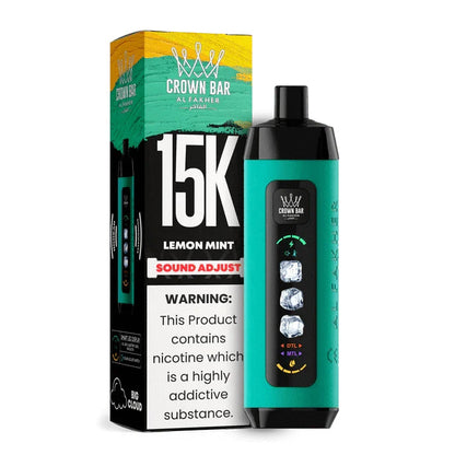 阿尔法赫皇冠系列PRO MAX AL FAKHER CROWN BAR 15K 15000口大烟雾一次性电子烟带水烟声波油量电量显示-多口味可选 - 柠檬薄荷