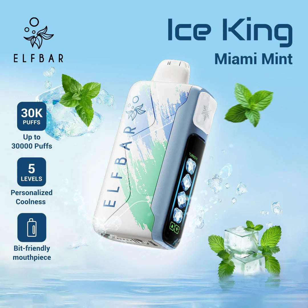 王嘉尔同款电子烟-ELFBAR ICE KING 30000口-王嘉尔电子烟-同款五档调冰度调节一次性电子烟 - 迈阿密薄荷