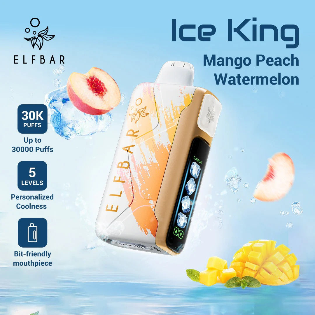 王嘉尔同款电子烟-ELFBAR ICE KING 30000口-王嘉尔电子烟-同款五档调冰度调节一次性电子烟 - 芒果桃子西瓜