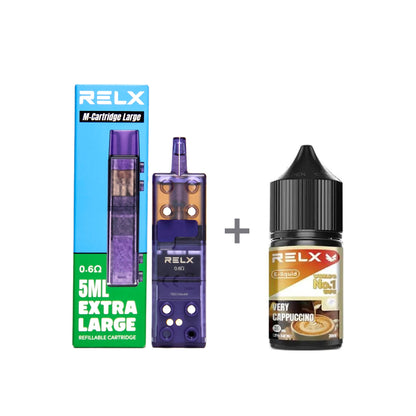 正品悦刻三代积木空弹烟油套餐(5ml容积RELX空弹+30ml正品RELX E-liquid) - 套装(空弹+烟油) / 卡布奇洛_3%Nic
