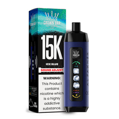 阿尔法赫皇冠系列PRO MAX AL FAKHER CROWN BAR 15K 15000口大烟雾一次性电子烟带水烟声波油量电量显示-多口味可选 - 冰蓝