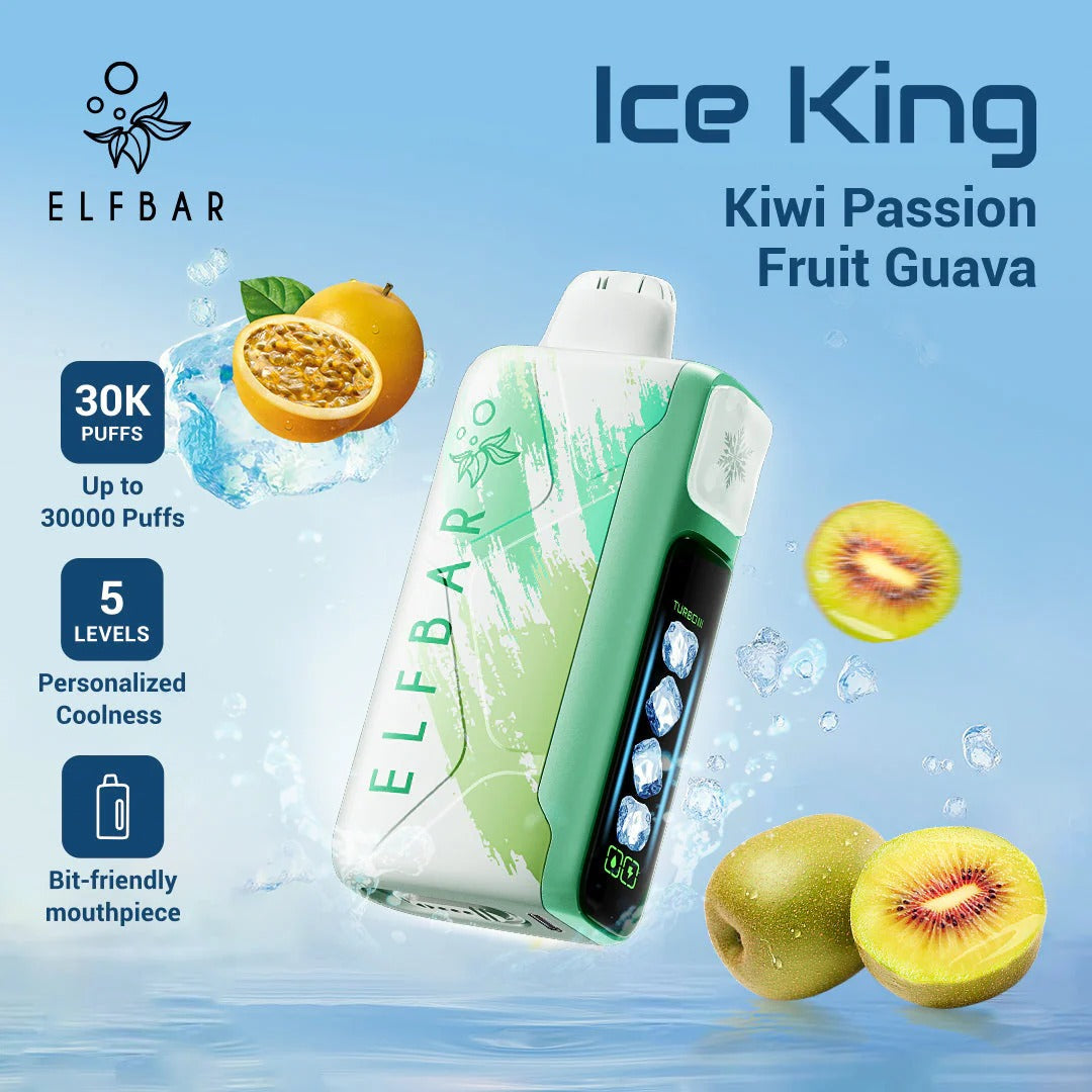 王嘉尔同款电子烟-ELFBAR ICE KING 30000口-王嘉尔电子烟-同款五档调冰度调节一次性电子烟 - 奇异果百香果番石榴