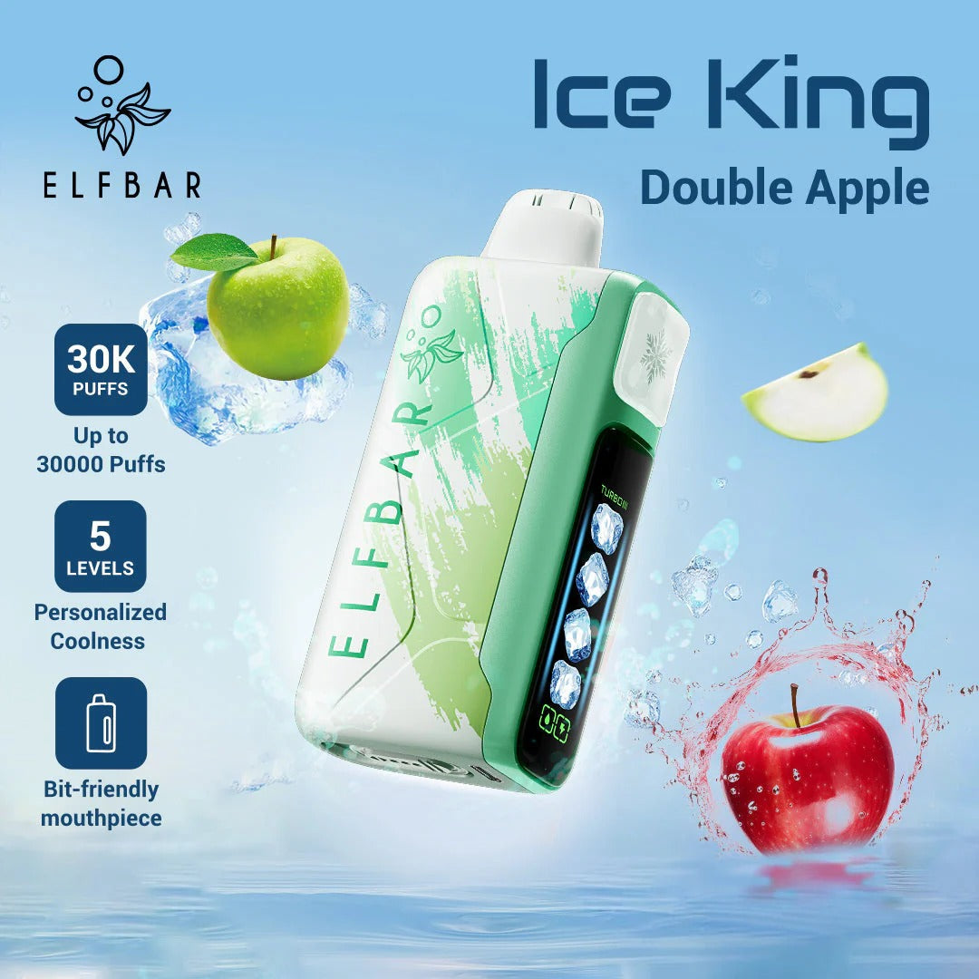 王嘉尔同款电子烟-ELFBAR ICE KING 30000口-王嘉尔电子烟-同款五档调冰度调节一次性电子烟 - 双苹果
