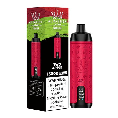 阿尔法赫皇冠系列PRO MAX AL FAKHER CROWN BAR 15K 15000口大烟雾一次性电子烟带水烟声波油量电量显示-多口味可选 - 双苹果