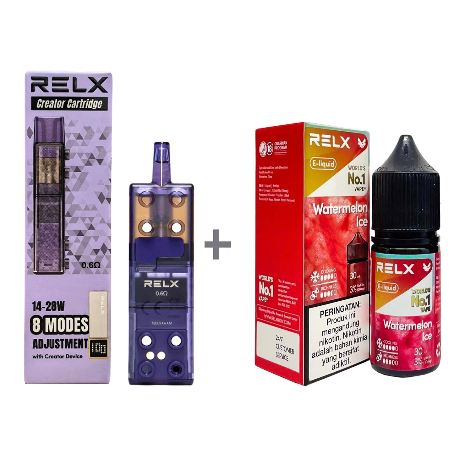 正品悦刻三代积木空弹烟油套餐(5ml容积RELX空弹+30ml正品RELX E-liquid) - 套装(空弹+烟油) / 西瓜_3%Nic
