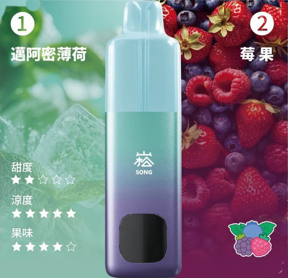 崧双口味电子烟 - 崧A66 SONG A66 - 双仓双萃激爽果味16000口崧电子烟 - 迈阿密薄荷莓果