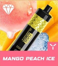 正品柚子水烟YOOZ SHISHA 14000口 DTL水晶炫彩钻石切割工艺大烟雾肺吸模式油量电量显示一次性电子烟-多口味可选 - 芒果桃子冰