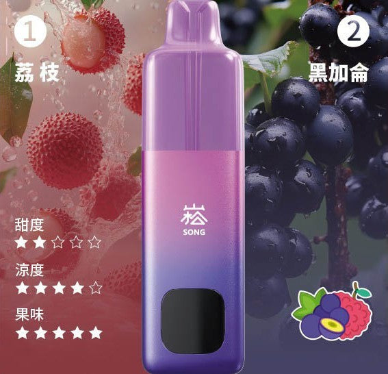 崧双口味电子烟 - 崧A66 SONG A66 - 双仓双萃激爽果味16000口崧电子烟 - 荔枝黑加仑
