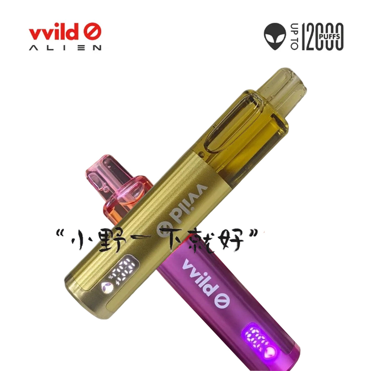 正品小野外星人VVILD ALIEN 12000口可视化油仓带电量显示经典潮流一次性电子烟-多口味可选 - 番石榴