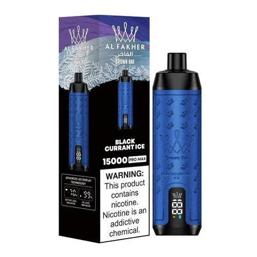 阿尔法赫皇冠系列PRO MAX AL FAKHER CROWN BAR 15K 15000口大烟雾一次性电子烟带水烟声波油量电量显示-多口味可选 - 黑加仑冰