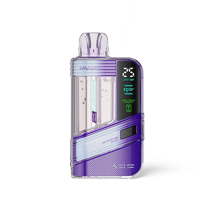 正品冰熊Zgar Supernova 20000口一次性电子烟-可视化烟仓/LED显示屏/可调节火力烟阻 - 红葡萄冰