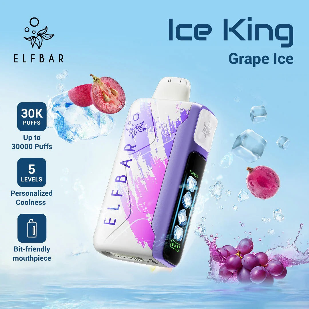 王嘉尔同款电子烟-ELFBAR ICE KING 30000口-王嘉尔电子烟-同款五档调冰度调节一次性电子烟 - 葡萄冰