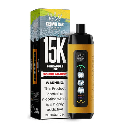 阿尔法赫皇冠系列PRO MAX AL FAKHER CROWN BAR 15K 15000口大烟雾一次性电子烟带水烟声波油量电量显示-多口味可选 - 菠萝冰