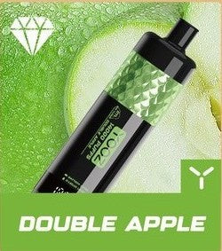 正品柚子水烟YOOZ SHISHA 14000口 DTL水晶炫彩钻石切割工艺大烟雾肺吸模式油量电量显示一次性电子烟-多口味可选 - 苹果