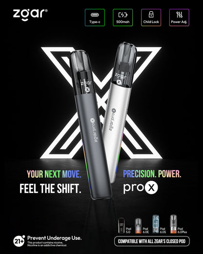 正品冰熊升级版ZGAR PRO X 双侧炫彩流光灯效可换弹烟杆-四色可选（支持4/5/6/7代及所有冰熊烟弹）