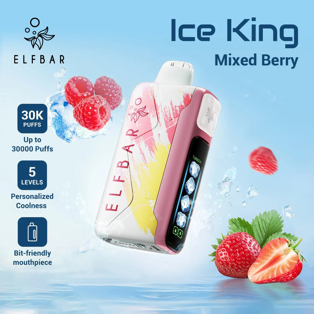 王嘉尔同款电子烟-ELFBAR ICE KING 30000口-王嘉尔电子烟-同款五档调冰度调节一次性电子烟 - 混合莓果