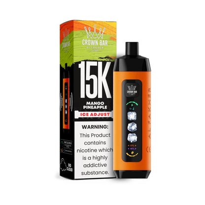 阿尔法赫皇冠系列PRO MAX AL FAKHER CROWN BAR 15K 15000口大烟雾一次性电子烟带水烟声波油量电量显示-多口味可选 - 芒果菠萝