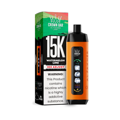 阿尔法赫皇冠系列PRO MAX AL FAKHER CROWN BAR 15K 15000口大烟雾一次性电子烟带水烟声波油量电量显示-多口味可选 - 西瓜青柠