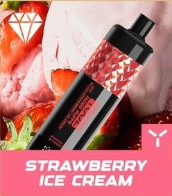 正品柚子水烟YOOZ SHISHA 14000口 DTL水晶炫彩钻石切割工艺大烟雾肺吸模式油量电量显示一次性电子烟-多口味可选 - 草莓冰淇淋