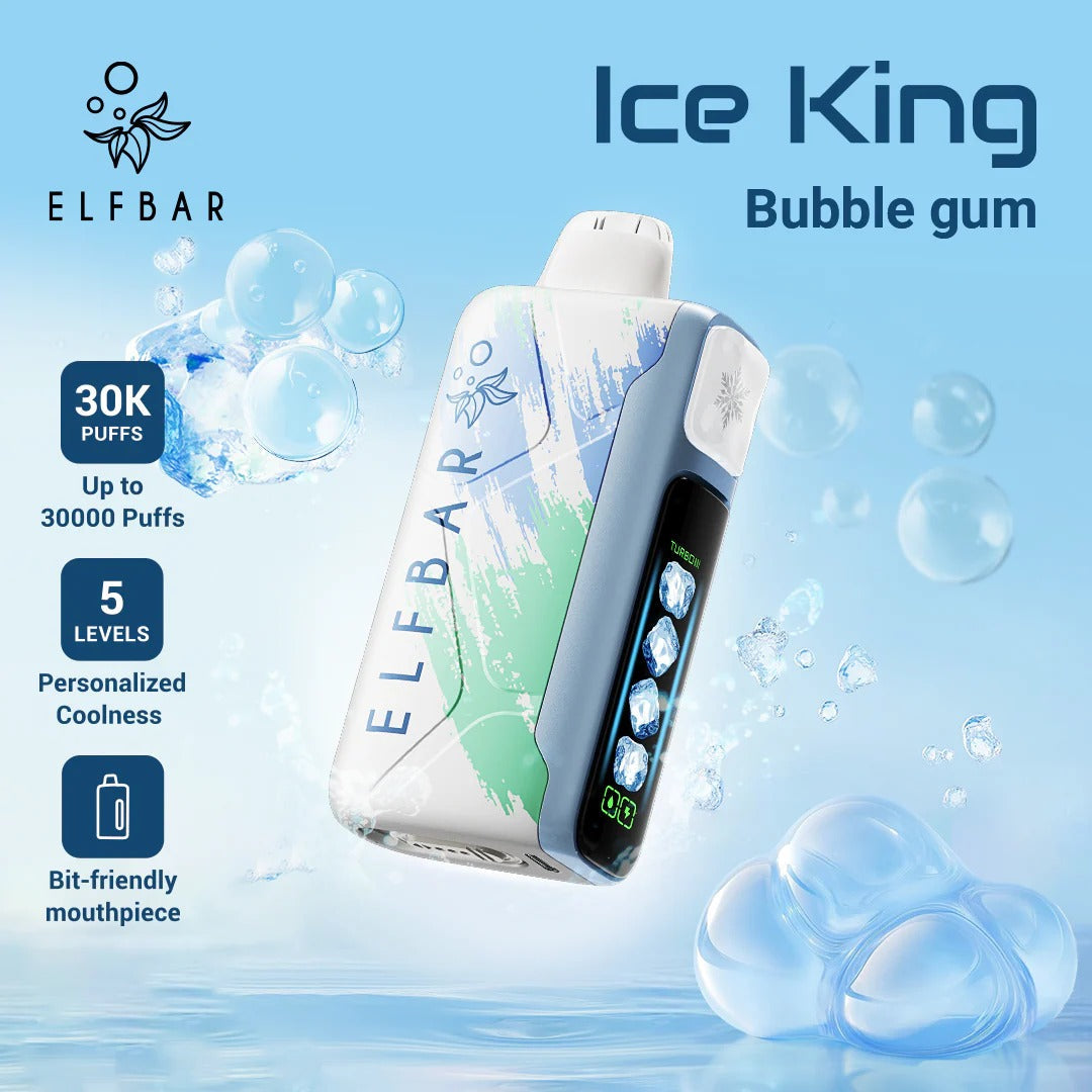 王嘉尔同款电子烟-ELFBAR ICE KING 30000口-王嘉尔电子烟-同款五档调冰度调节一次性电子烟 - 泡泡糖