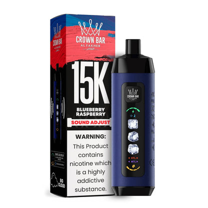 阿尔法赫皇冠系列PRO MAX AL FAKHER CROWN BAR 15K 15000口大烟雾一次性电子烟带水烟声波油量电量显示-多口味可选 - 蓝莓覆盆子