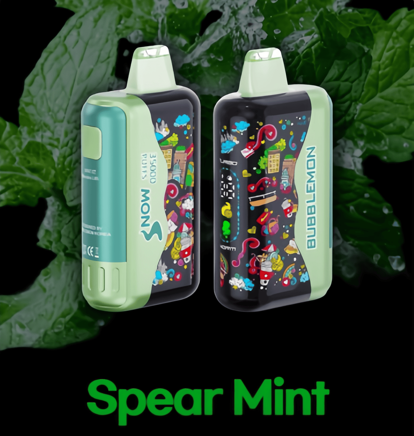 正品韩版BUBBLE MON GRAFFITI巴布梦泡泡兽满天星炫彩壁纸LED灯效35000口可调功率含隐藏口味一次性电子烟 - 黄酮薄荷