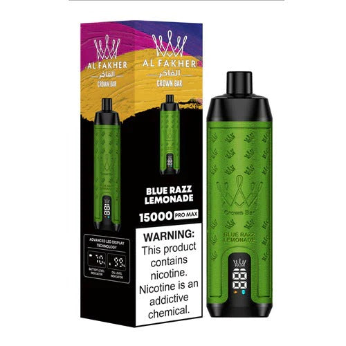 阿尔法赫皇冠系列PRO MAX AL FAKHER CROWN BAR 15K 15000口大烟雾一次性电子烟带水烟声波油量电量显示-多口味可选 - 蓝莓覆盆子柠檬水