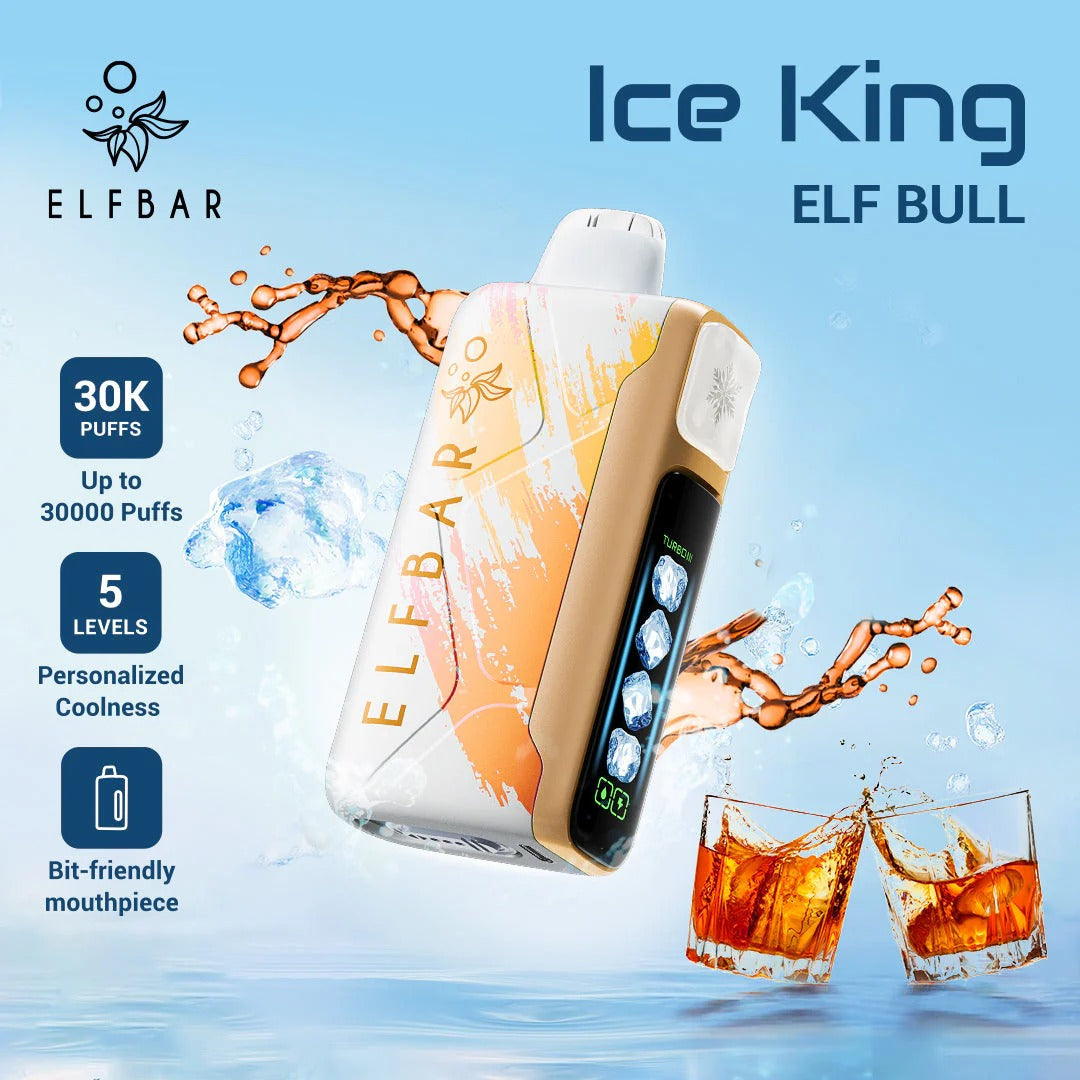 王嘉尔同款电子烟-ELFBAR ICE KING 30000口-王嘉尔电子烟-同款五档调冰度调节一次性电子烟 - 红牛能量饮料