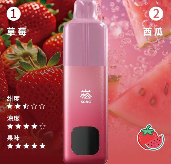 崧双口味电子烟 - 崧A66 SONG A66 - 双仓双萃激爽果味16000口崧电子烟 - 草莓西瓜
