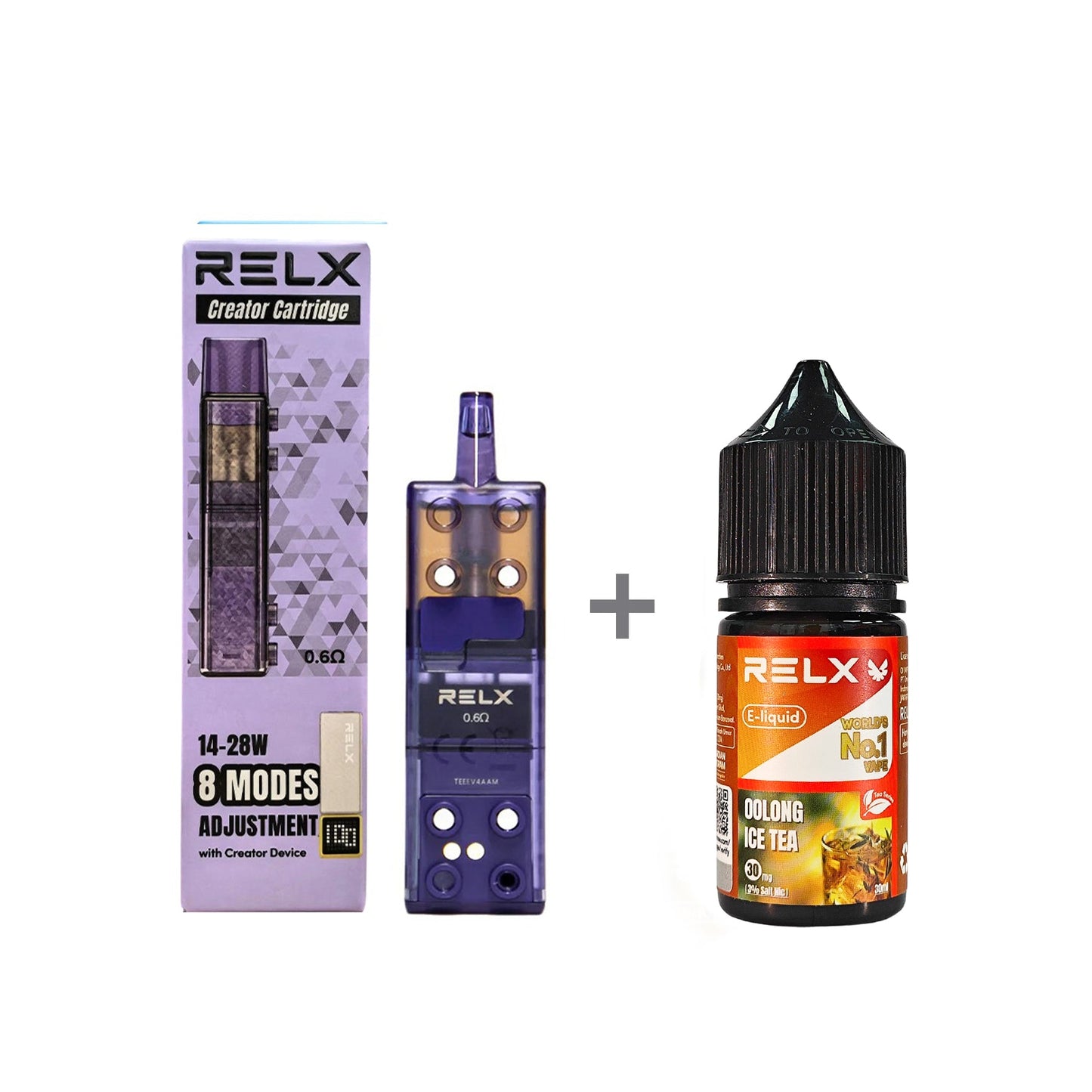 正品悦刻三代积木空弹烟油套餐(5ml容积RELX空弹+30ml正品RELX E-liquid) - 乌龙冰茶_3%Nic