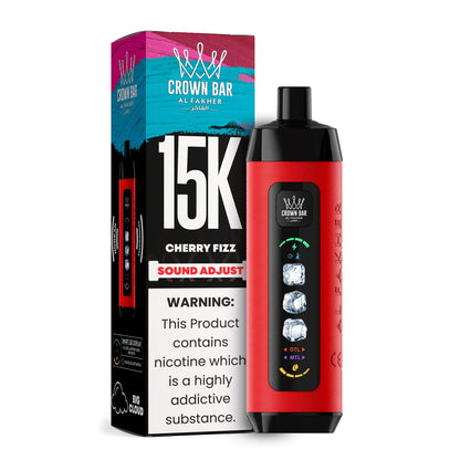 阿尔法赫皇冠系列PRO MAX AL FAKHER CROWN BAR 15K 15000口大烟雾一次性电子烟带水烟声波油量电量显示-多口味可选 - 樱桃冰