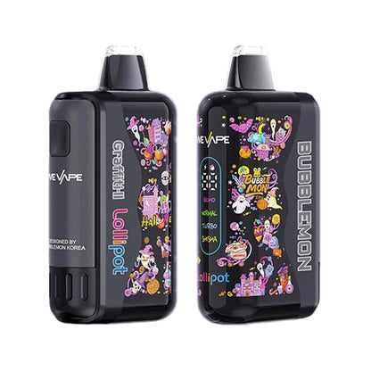正品韩版巴布梦二代BUBBLE MON GRAFFITI-II 泡泡兽满天星炫彩壁纸LED灯效30000口可拆卸式电子烟套装/烟弹-多口味可 - 黑色 / 桃子芒果