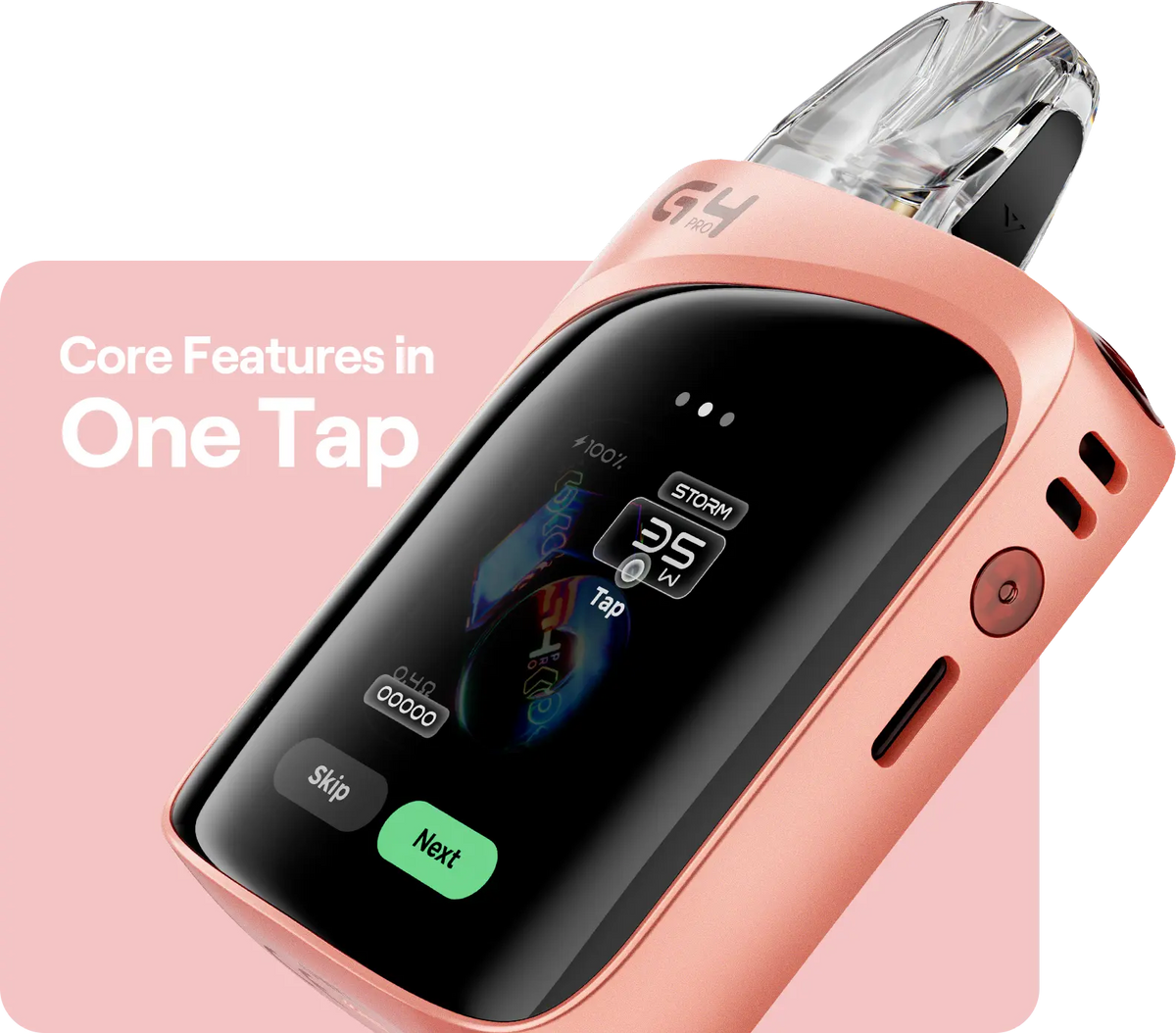 UWELL CALIBURN G4 PRO KOKO 粉色设备触屏外观细节