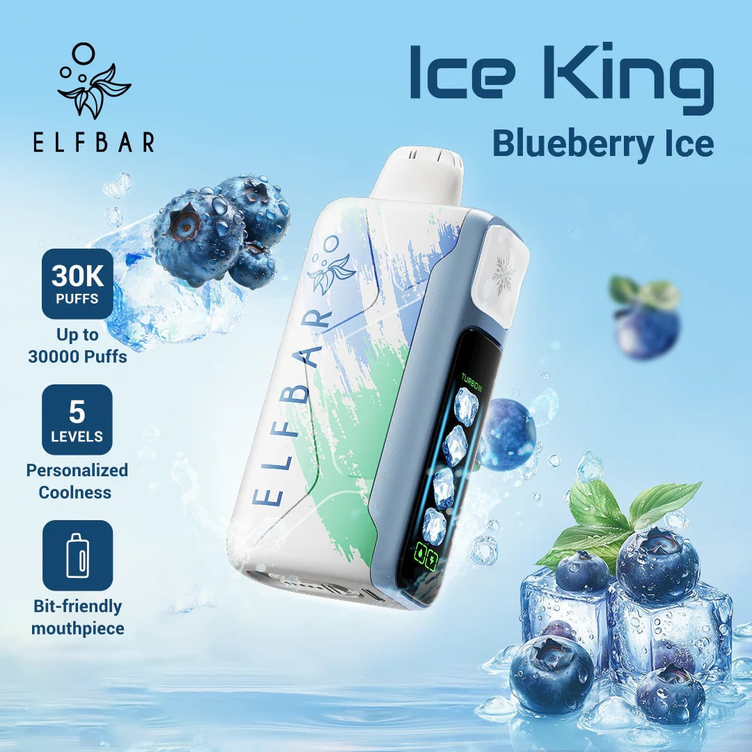 王嘉尔同款电子烟-ELFBAR ICE KING 30000口-王嘉尔电子烟-同款五档调冰度调节一次性电子烟 - 蓝莓冰