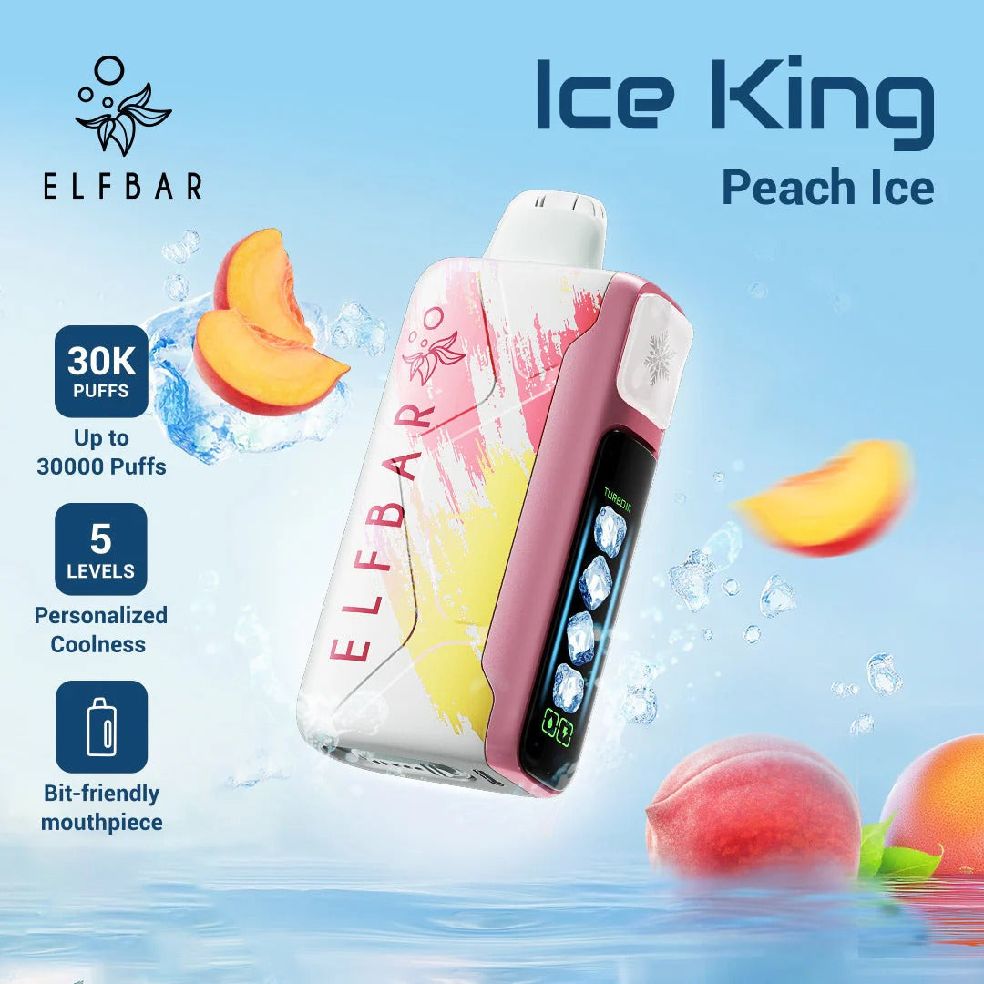 王嘉尔同款电子烟-ELFBAR ICE KING 30000口-王嘉尔电子烟-同款五档调冰度调节一次性电子烟 - 桃子冰