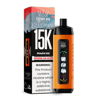 阿尔法赫皇冠系列PRO MAX AL FAKHER CROWN BAR 15K 15000口大烟雾一次性电子烟带水烟声波油量电量显示-多口味可选 - 桃子冰