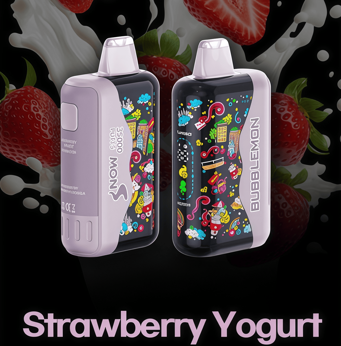 正品韩版BUBBLE MON GRAFFITI巴布梦泡泡兽满天星炫彩壁纸LED灯效35000口可调功率含隐藏口味一次性电子烟 - 草莓酸奶