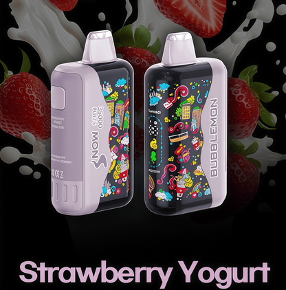 正品韩版BUBBLE MON GRAFFITI巴布梦泡泡兽满天星炫彩壁纸LED灯效35000口可调功率含隐藏口味一次性电子烟 - 草莓酸奶