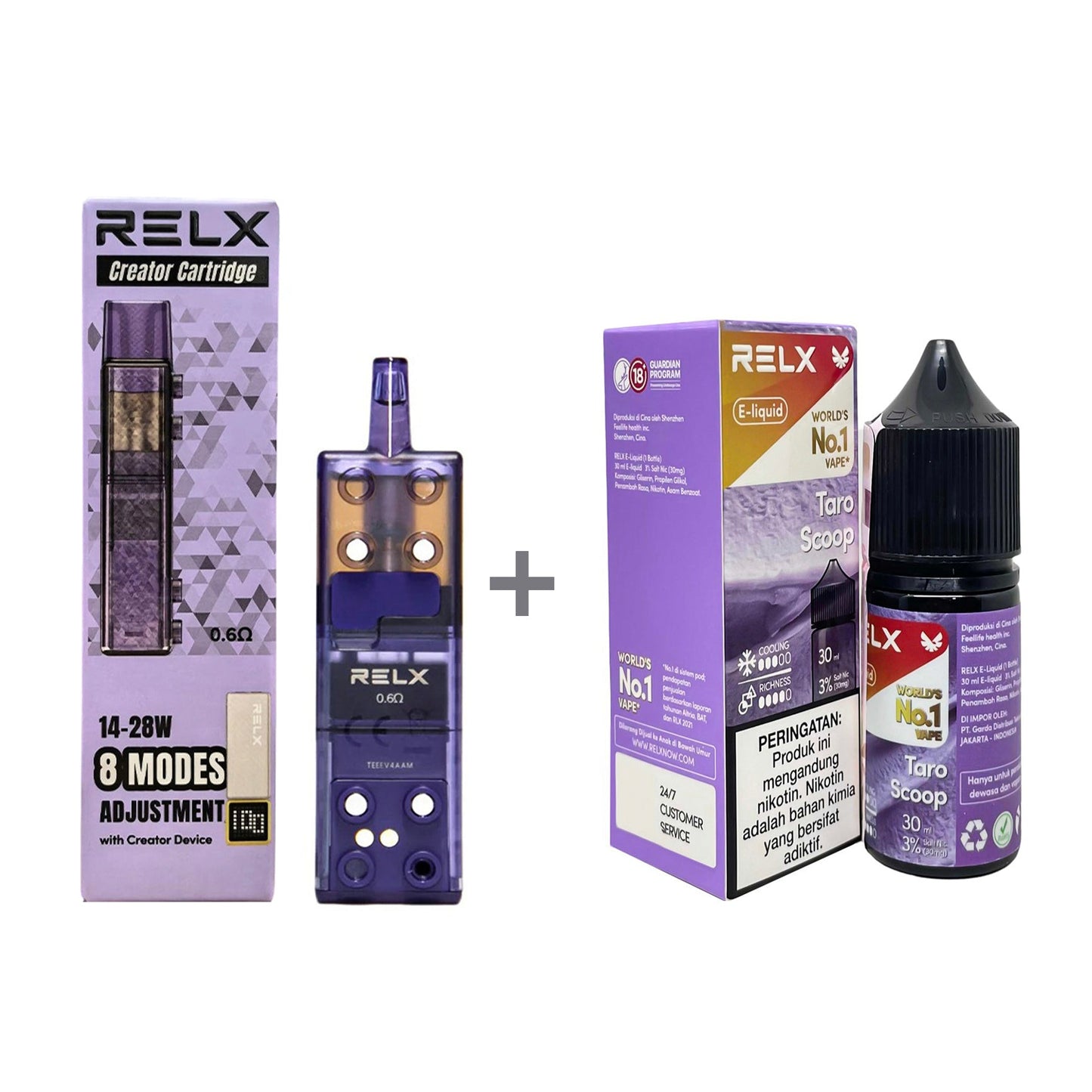 正品悦刻三代积木空弹烟油套餐(5ml容积RELX空弹+30ml正品RELX E-liquid) - 套装(空弹+烟油) / 香芋_3%Nic