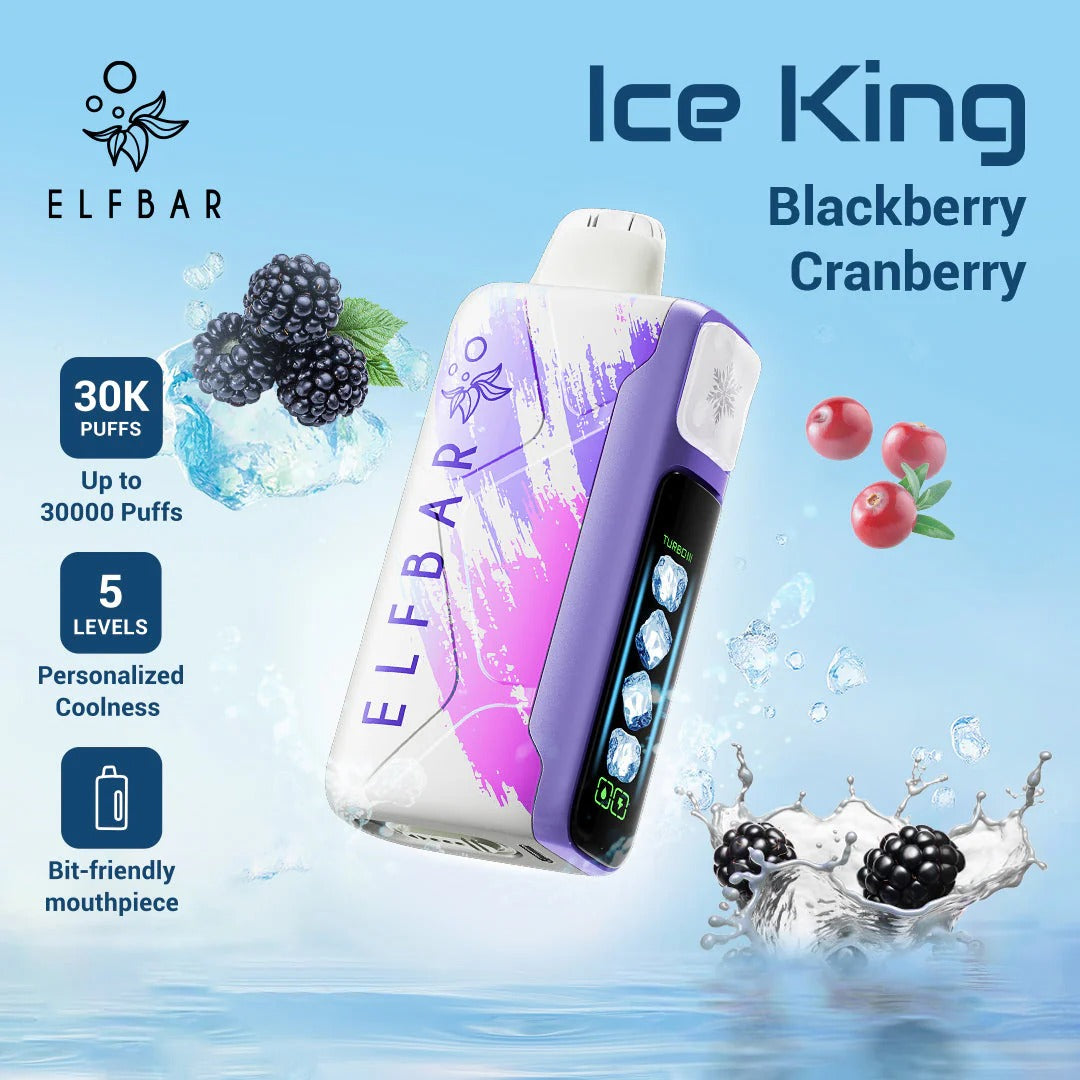 王嘉尔同款电子烟-ELFBAR ICE KING 30000口-王嘉尔电子烟-同款五档调冰度调节一次性电子烟 - 黑莓