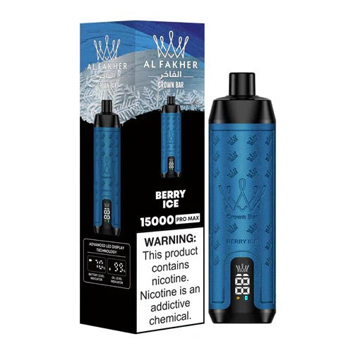 阿尔法赫皇冠系列PRO MAX AL FAKHER CROWN BAR 15K 15000口大烟雾一次性电子烟带水烟声波油量电量显示-多口味可选 - 莓果冰