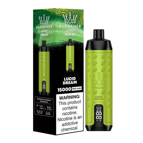 阿尔法赫皇冠系列PRO MAX AL FAKHER CROWN BAR 15K 15000口大烟雾一次性电子烟带水烟声波油量电量显示-多口味可选 - 清醒梦境