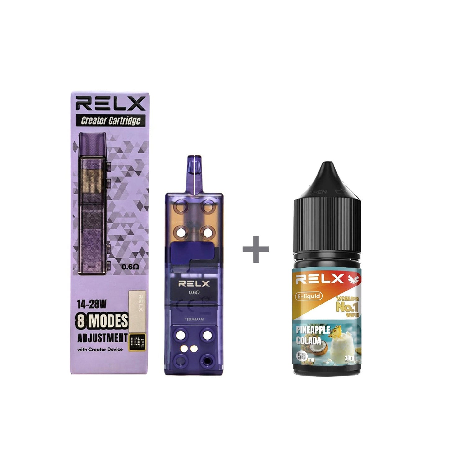 正品悦刻三代积木空弹烟油套餐(5ml容积RELX空弹+30ml正品RELX E-liquid) - 套装(空弹+烟油) / 菠萝椰子_5%Nic